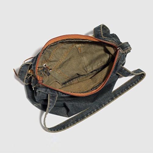 Bolso tote de gran capacidad estilo Y2K azul miniatura 6