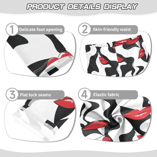 Red Lips Black White Girls Casual Leggings for Kids Printed Long Pant Bottoms Stretch and Soft3