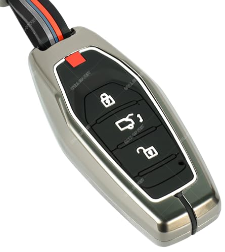 Image of Coll of Fest Premium Metal Silicon Key Cover Compatible with Mahindra XUV 500 3 Button Smart Key Cover Full Metal Protections Glow in the Dark