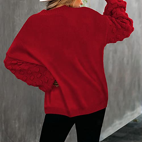 Sovoyontee Women's Cute Funny Ugly Christmas Sweater Puff Sleeve Snowflake Reindeer Holiday Oversized Knit Pullover - Image 4