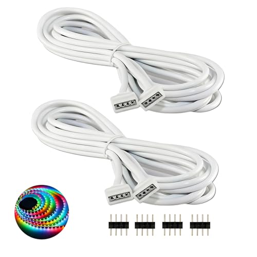 Pevlkawr 2 Packs Câbles D'extension De 2 M Pour Bande Led Rvb 4 Broches Câble De Rallonge De Ruban De Led Stripe Led Connector Connecteur Avec Connecteurs...