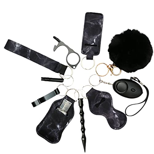 Tanngronie Safety Keychain Set for Women Personal Alarm Wristlet Window Breaker Lip Balm Holder Keychain