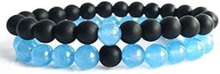 Bead bracelet His and Her Couple Distance Bracelets Healing Energy Balance Stone Bracelets Blue and Black