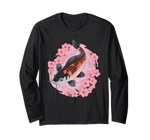 Colorful Koi Fish and Cherry Blossoms Long Sleeve T-Shirt