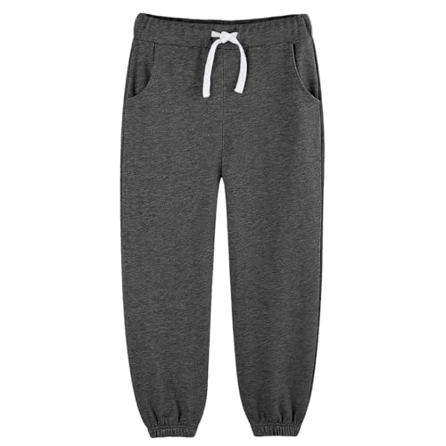 Boys Joggers Pants Sweatpants Little Kids 3 Pack Cotton Athletic Sport School Jogging Fashion Cinched Hem Sweat Pant Clothes Clothing Outfits with Pockets Trousers Black/Burgundy/Dark Grey Size 63