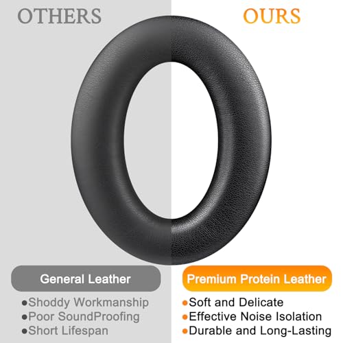 Image of SOULWIT Replacement Earpads for Sennheiser Accentum /Accentum Plus Wireless Headphones, Ear Pads Cushions with Soft Protein Leather, High Density Foam - Black