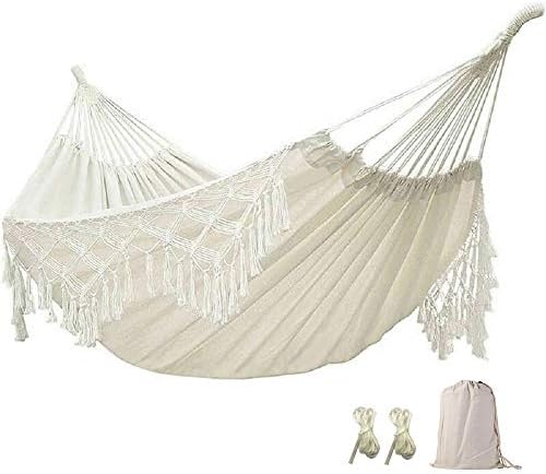 Stageya Hammock,Boho Hammock Large Double Deluxe Hammock Swing Bed with Carry Bag for Outdoor & Wedding Party Decor, White (78.7)