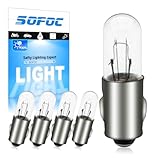 SOFOC BA7S 12V Halogen Bulb Warm White Indicadores Tablero Auto/Avión, Luces Lectura, Luces de Cortesía, Lámpara Matrícula & Luces Interior 5Pcs