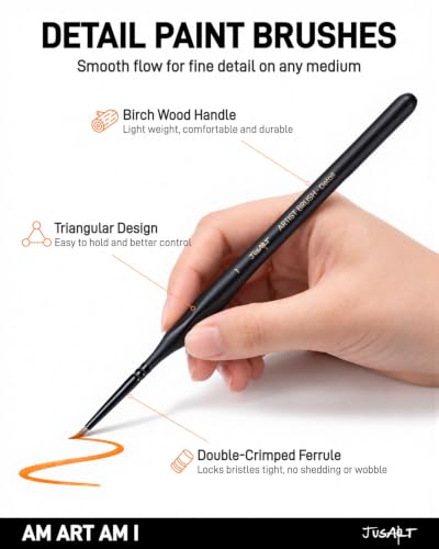 JusArt 10 Pcs Miniature Paint Brushes for Detail Model Painting（10%CC ID:21IGVLLCSPKF） - image 5