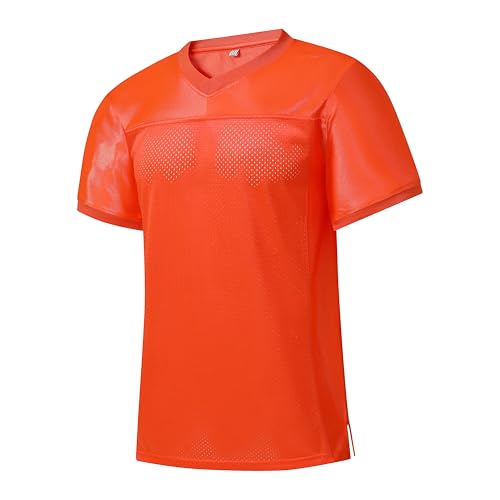 PRIMITAS Unisex Blank Football Jersey Mesh Athletic Football Shirt Practice Sports Uniform Orange