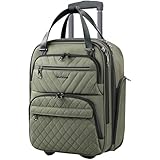 KROSER Carry On Underseat Multi-functional, 16-inch Underseater Lightweight Overnight Suitcase for Women, Olive