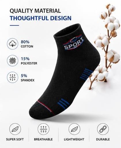 Image of 12 Pairs of Sports Cotton Ankle Length Socks for Men