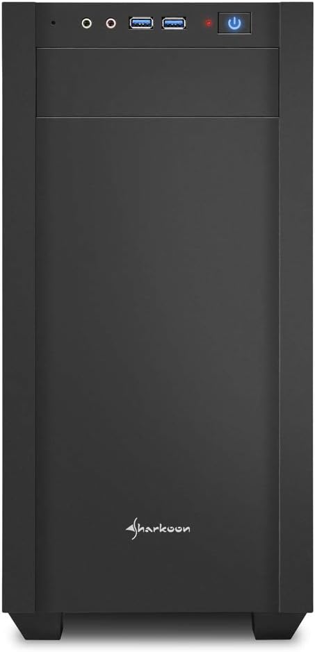 Sharkoon SHA-S1000-V Mini Tower PC Case, Metal Side Panel, Micro-ATX / Mini-ITX, Black