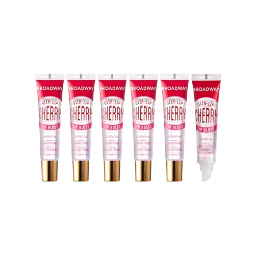 Ruby Kisses Broadway Vita-Lip Clear Lip Gloss 6pcs (Cherry) Ultra-Hydrating & Soothing Formula with Vitamin Oils High-Shine Non-Sticky Finish Healing Glossy Lip Balm Locks in Moisture