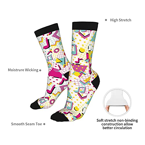 Laswega 80S Music Socks Colorful Abstract 80S Style Pattern With Musical Notes Crew Socks Funny Crazy Cool Dress Socks Athletic Sport Novelty Compression Socks Socks - Geometric Polka Dot #TOP5