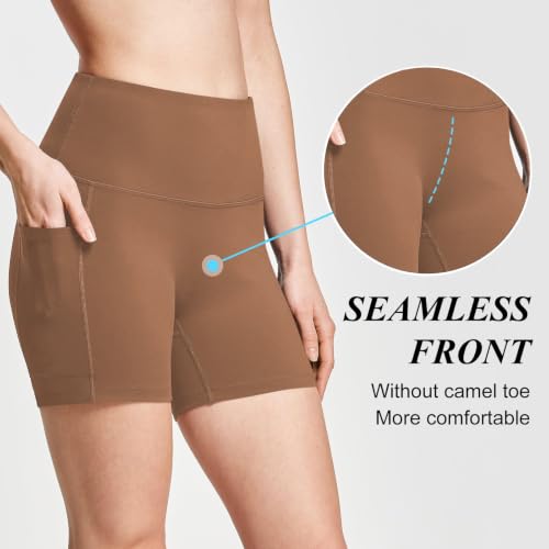 Image of baleaf Women's High Waist Biker Shorts with 3 Pockets
