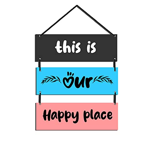 Image of Expleasia, Exuberant & Luxury Decor Decorative Wall Hanging Wooden Decoration Item for Home Office Living Room Bedroom Decoration Items Home Decor Gift Items (This Is Our Happy)
