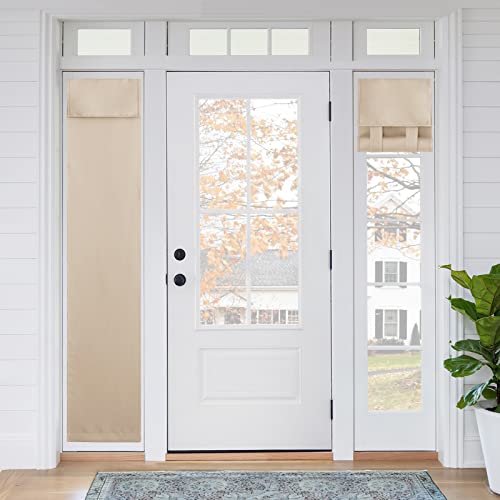 RYB Home Sidelight Door Curtains for Front, Privacy Half Window Curtains Thermal Insulate Covering for Patio/Glass/French Door, 12 inch x 72 inch, Beige, 1 Panel