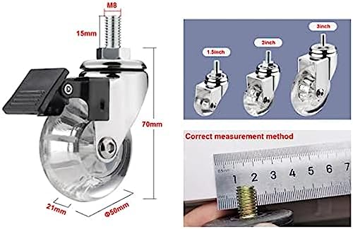 Rodas Giratórias 50 Mm, Haste Roscada M8 * 15 Mm, M10 * 15 Mm, 4 Rodas Giratórias Móveis Com Freio R