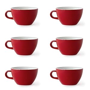 Espresso Latte Cup (280ml, 9.5oz), 6-Pack (Rata Red)