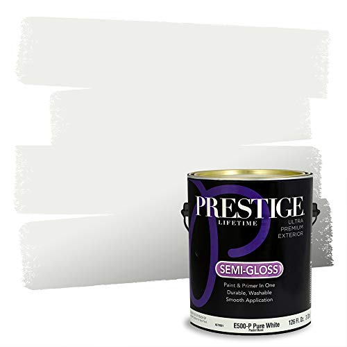 PRESTIGE Paints Exterior Paint and Primer In One, 1-Gallon, Semi-Gloss, Comparable Match of Sherwin Williams* Extra White*