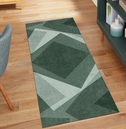 Alfombra de cocina verde estilo patchwork para pasillos 2