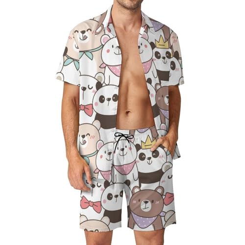 Chemise Hawaïenne Homme Animaux et Short de Plage Ensemble Idéal pour Vos Vacances d'Été