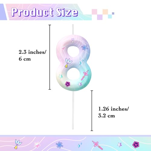 Image of Pink Number 8 Birthday Candles, Cartoon Themed Cake Toppers for Boys Girls Cake Decorations, Birthday Decorations Party Supplies, Number Candles for Party Decor