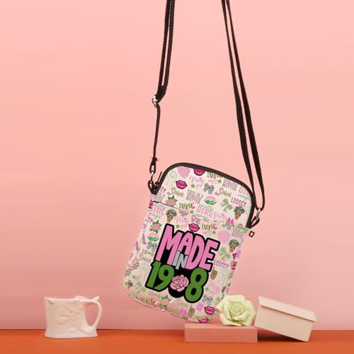 TSOTMO Sorority Gift Made In Pink and Green Paraphernalia Gift Black Greek Sorority Crossbody Bag for Women4