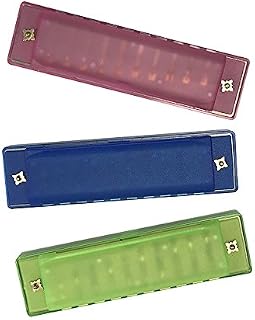 3 PCS Colorful Translucent Children 10 Hole Harmonica Blue Pink Green