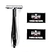 Best Double Edge Safety Razor Wet Shave Kit - Men's Luxury Chrome Razor with Handsome Black Handle - Kit Includes 5 Platinum Razor Blades, Leather Blade Guard and Polishing Towel - Best Men's Gift