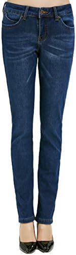 Camii Mia-Fleece-Lined-Jeans-Women-Winter Jeans Warm Pants Thermal Denim Jeggings Slim Fit Mid Rise Stretch (32W x 30L, Blue (New Size))