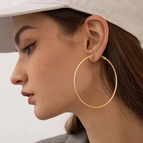 Image of Gacimy Gold Hoop Earrings for Women, 14K Gold Plated Thin Hoops
