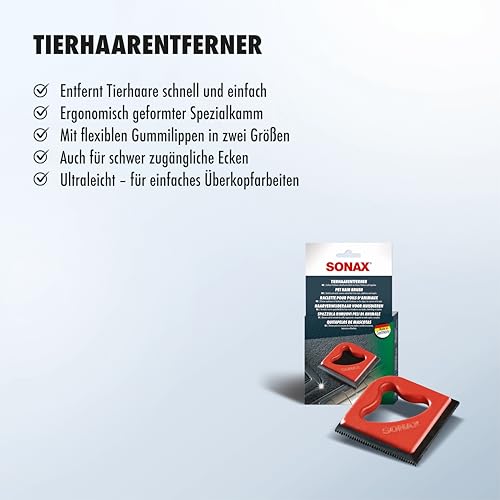 SONAX TierhaarEntferner (1 Stück) ermöglicht Haare effizient und gründlich aus schwer erreichbaren Ecken zu entfernen | Art-Nr. 04978000