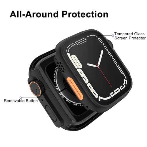 Image of Tobfit 2 Pack Tough PC Case for Apple Watch Series 9 /8 /7 45mm Change to Ultra 49mm Cover[Looks Like Ultra], Apple Watch Case with Screen Protector for iWatch Series 9, 8 and 7 (45mm)