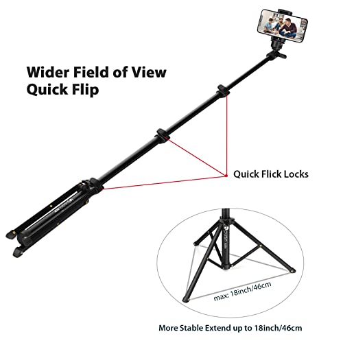 Hpusn Phone Tripod Stand: 48 Inches Extendable Cell Phone Tripod, Selfie Stick For Iphone & Android Phone, Heavy Duty Aluminum & Lightweight #TOP2