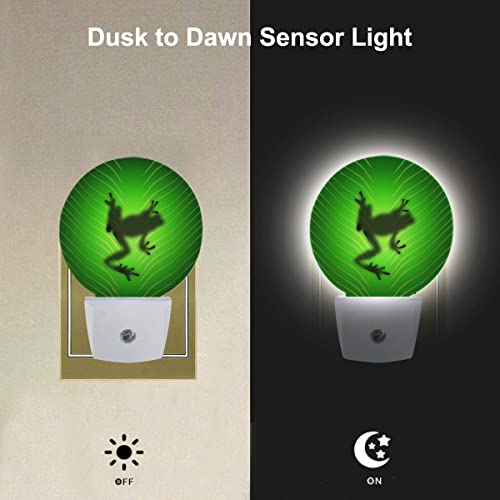 Image of EKOBLA Tree Frog Night Light, Green Leaf Vein Frog Night Lights Plug Into Wall with Auto Sensor for Bedroom and Bathroom