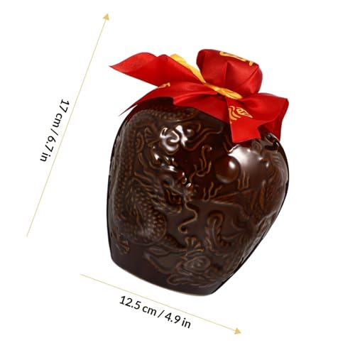 DIYEAH Vintage Ceramic Wine Bottle 2-liter Household Sealed Storage Jar with Silk Ribbon Cover Practical Wine Brewing Container