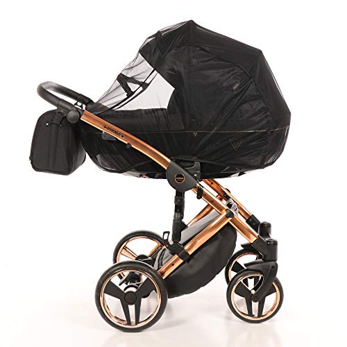 Original Junama Diamond Individual Reisesysteme Kinderwagen 2in1 3in1 4in1 + Schlafsack + Handmuff + Sonnenschirm + Originalzubehör (4in1 mit ISOFIX basis, Kupfer-Schwarz 03)