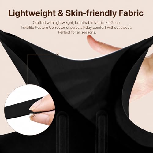 Image of Fit Geno Invisilite Posture Corrector for Women, Adjustable Back Brace for Hunchback Slouching, Upper Back Neck Shoulder Pain Relief, Lightweight Discreet Under Clothes, X-Large