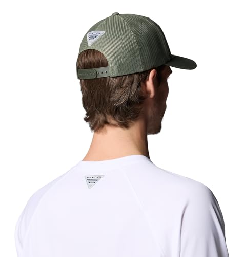 Image of Columbia Unisex Unisex PFG Fish Flag Mesh Snap Back Hat, Cypress /Tobacco Deltahunter Fish Flag, One Size