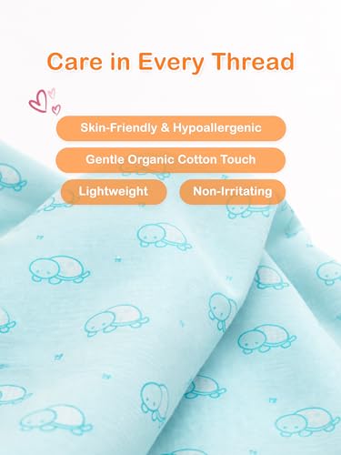 Image of Kidbea Organic Cotton Baby Bib, Adjustable Snap Closure Soft Absorbent Feeding Bibs Apron for Newborns & Infants Child With Cute Prints | Reusable Baby Essential