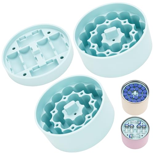 Silicone 3ml Vial Insert(1 Short +2 Tall) Compatible with Hydrapeak Food Jars – Fits 32/25/18oz Food Thermos, 48-Vial Maximum Capacity – Peptide Vial Storage for Freezer/Fridge (No Jar and Vial)