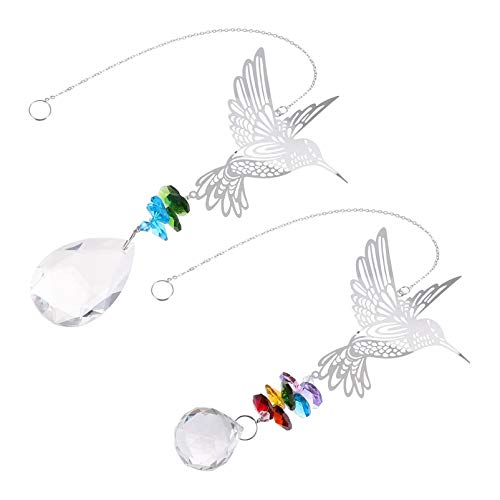 Hemoton 2Pcs Hummingbird Cristais Enfeites Sun Catcher Presentes Sazonais Claro Pendurado Ornamento