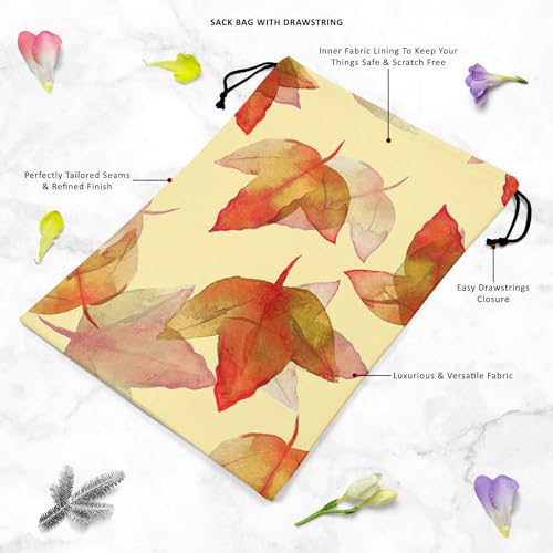 Image of ArtzFolio Autumn Leaves D3 | Reusable Sack Bag | Bag for Gym, Storage, Vegetable & Travel