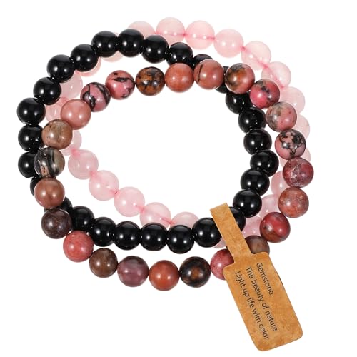 Mabor - Mabor Lot de 3 bracelets en pierre naturelle pour femme, 8 mm, unisexe, élastique, pierres précieuses, bracelet de yoga pour sœurs filles - -6%