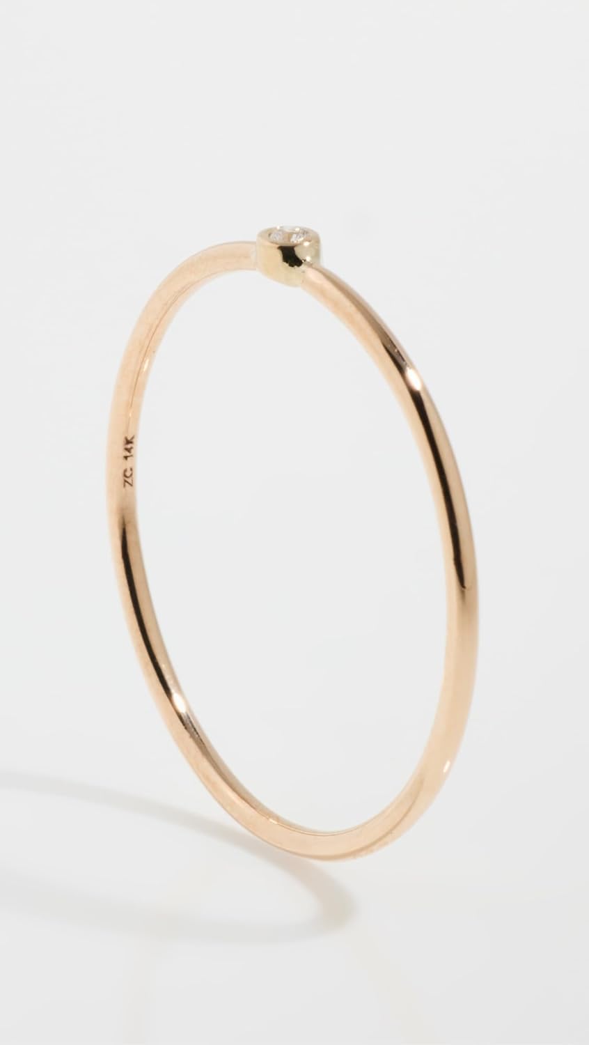 Zoe Chicco Women's 14k Diamond Bezel Thin Gold Band Ring - Image 3