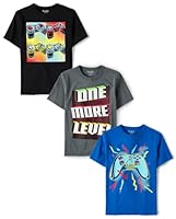 The Children's Place Boys' Short Sleeve Graphic T-Shirt 3-Pack, Gamer Square/Crazy Gamer/One More, X-Small