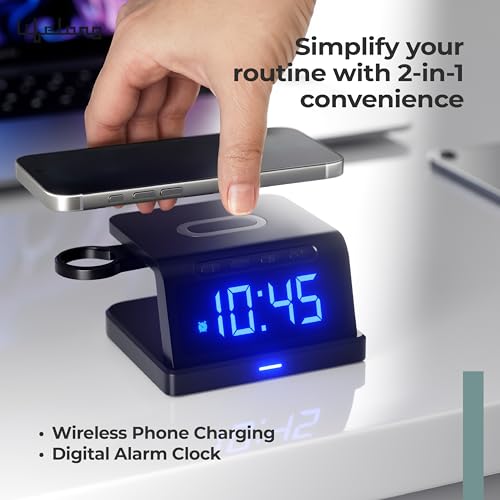 Image of Lifelong Wireless Charging Alarm Clock with Phone Stand | Fast Wireless Charger for All Compatible Smartphones|LED Digital Display with Adjustable Brightness|Dual USB Ports & Smart Nightstand Desk Use