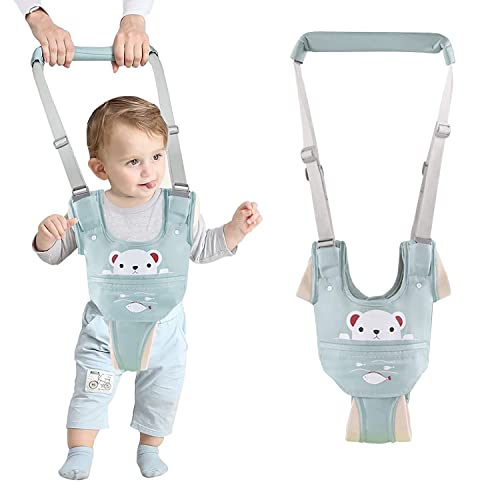 IULONEE Ayudante para caminar para bebés Asa ajustable Asistente para caminar Bebe pie y para caminar Riendas de cinturón Arnés de seguridad para niños de 9-24 Meses (Verde) Cover